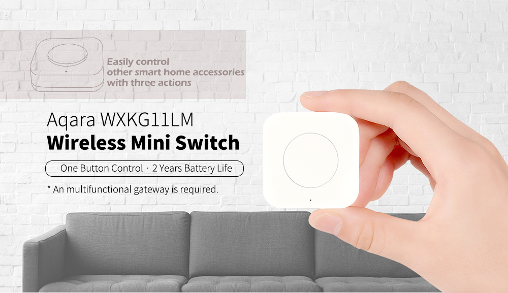 Aqara WXKG11LM Smart Wireless Switch Intelligent Home Application Remote Control Asia Pacific Version - White
