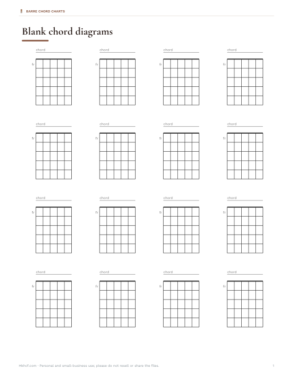 Preview of Printable Bar Chords Chart